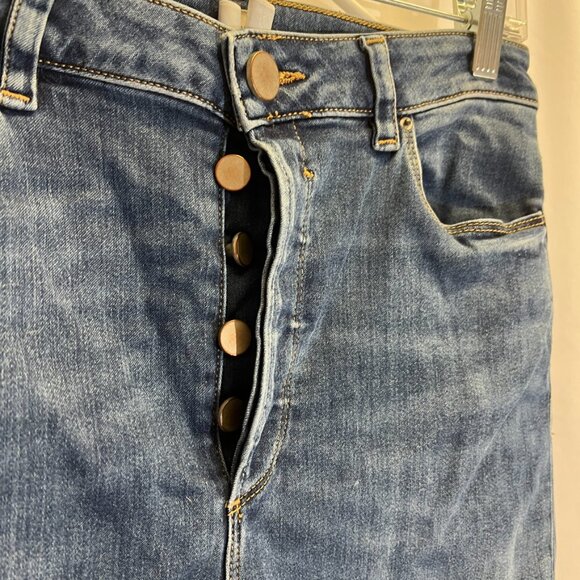 Asos Denim High Waist Button Fly Ripped Knee Skinny Jeans Tall Length 36" - Picture 3 of 7